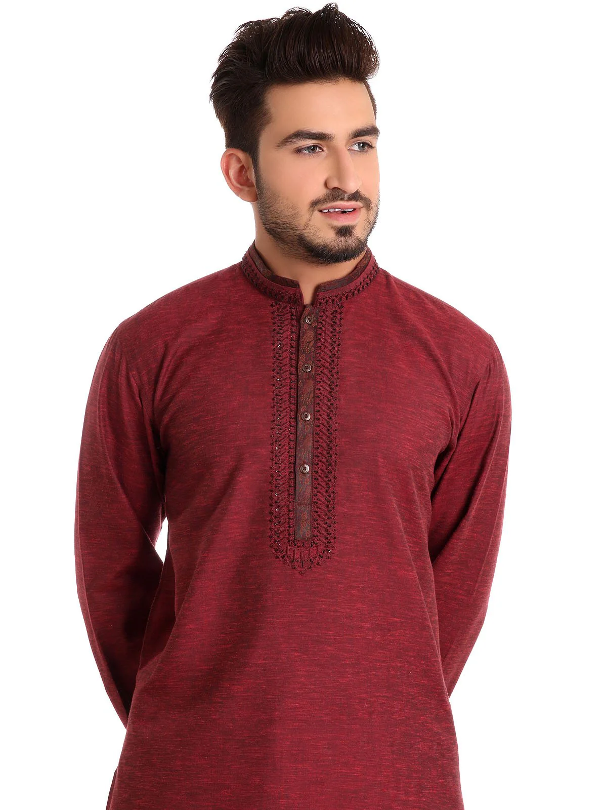 Men's Maroon Kurta - 9187-S Men's Kurta