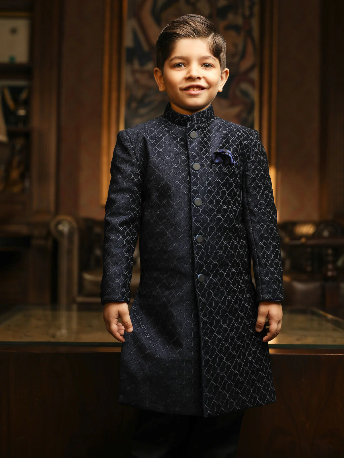 Boy's Blue Kurta Shalwar - 3190 Boys Shalwar Suit