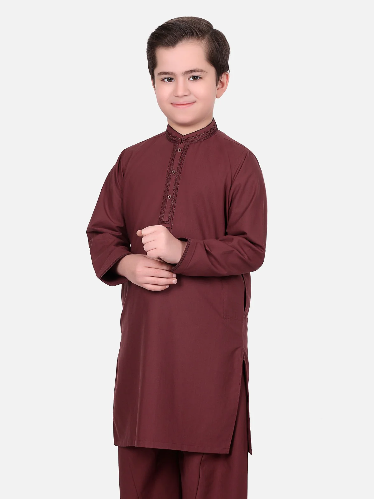 Boy's Burgundy Kurta Shalwar - EBTKS17-3498
