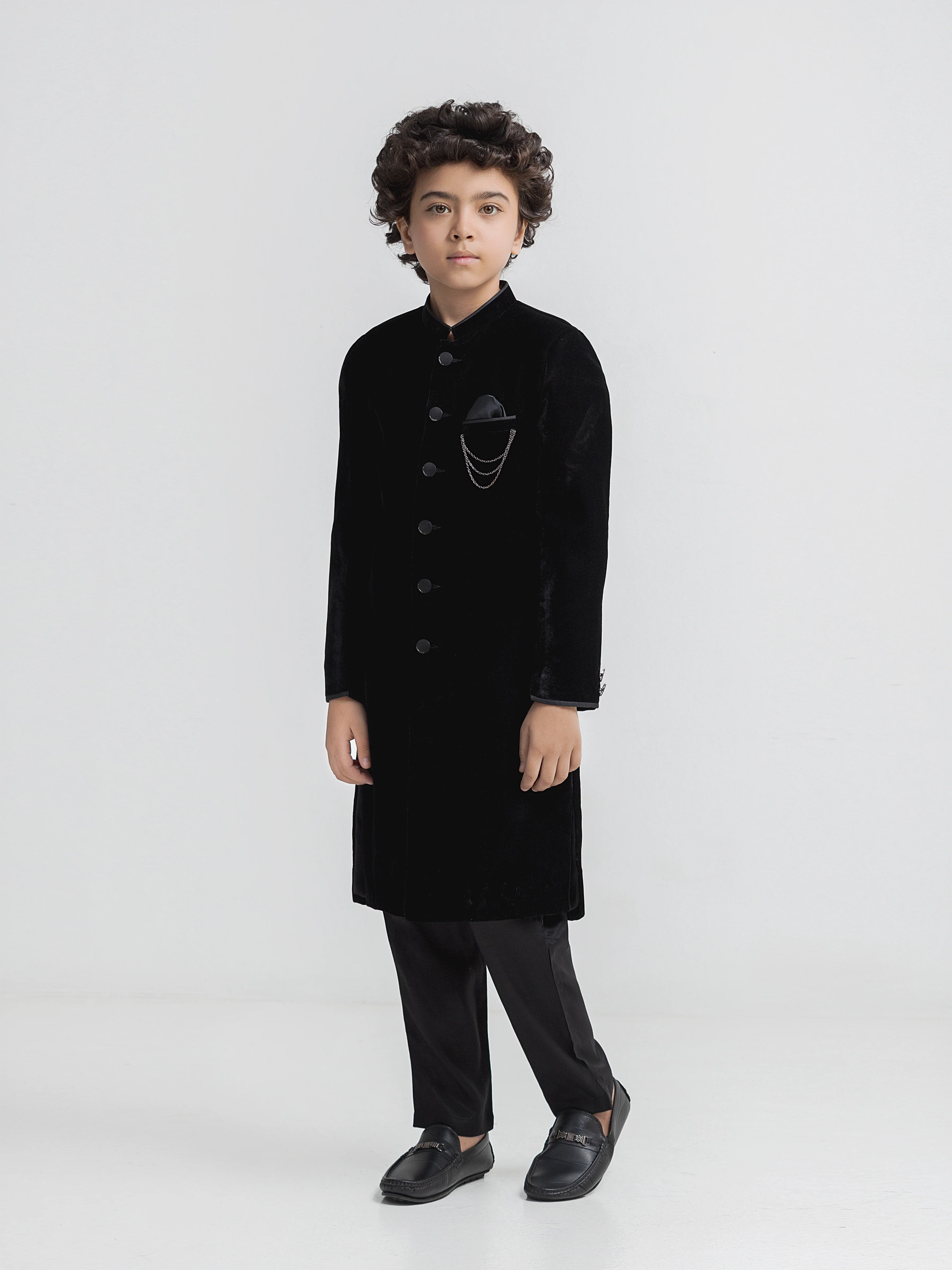 Boy's Black Sherwani - ECBTSS6-011