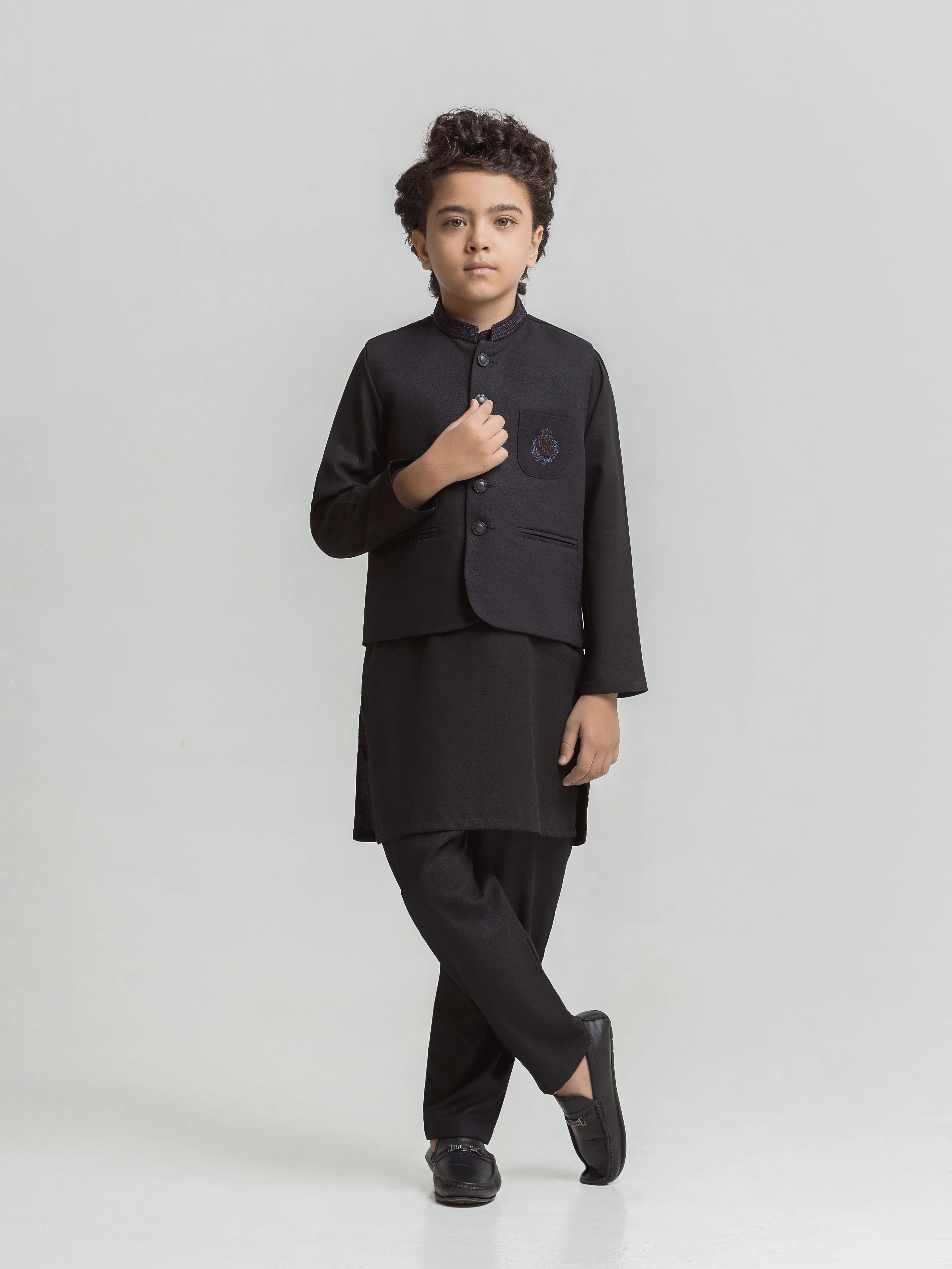 Boy's Black Waist Coat Suit - ECBTWCS5-087