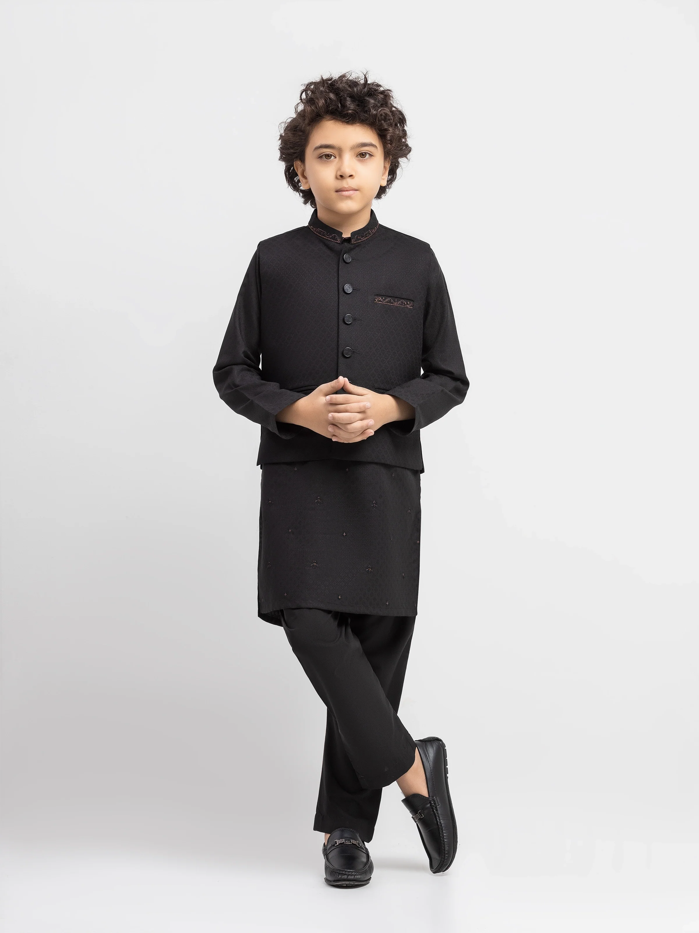 Boy's Black Waist Coat Suit - ECBTWCS5-094