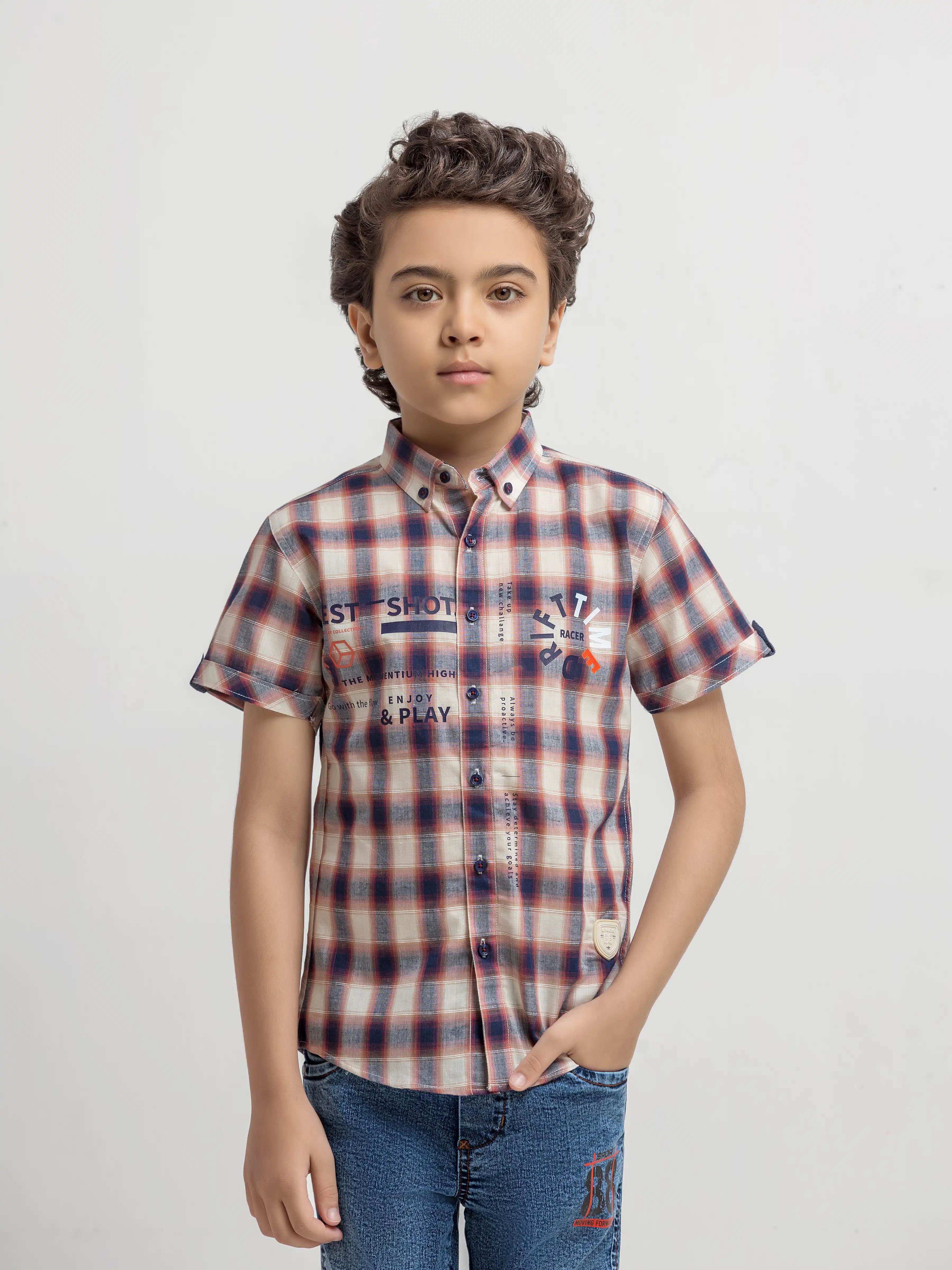 Boy's Cream Multi Shirt - EBTSH6-27698