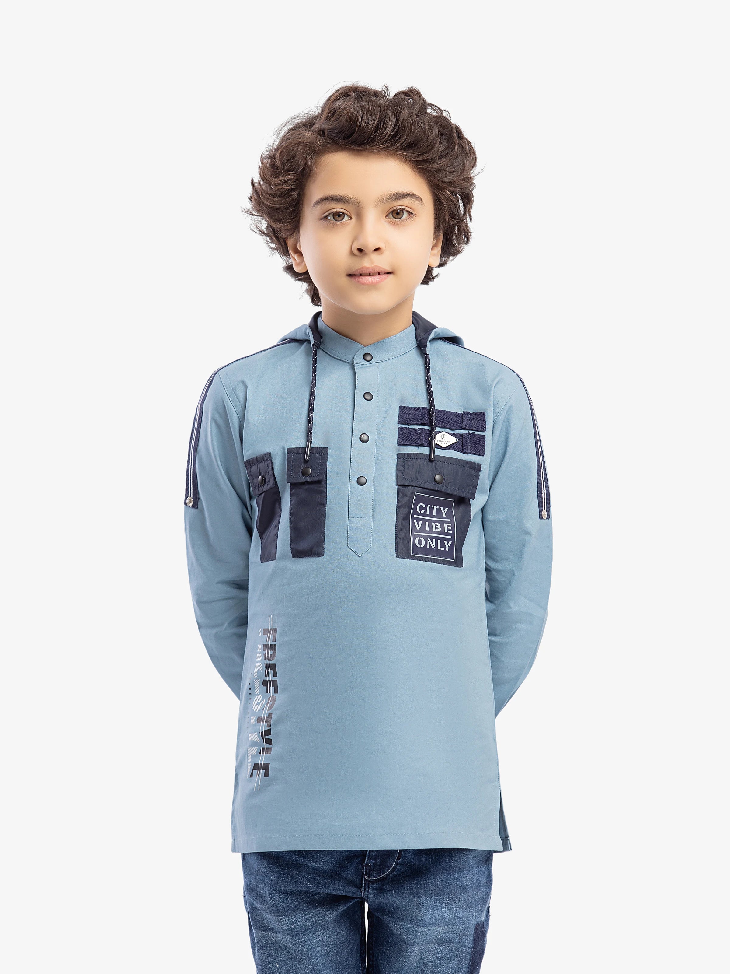 Boy's Mid Blue Shirt - EBTSF5-27670