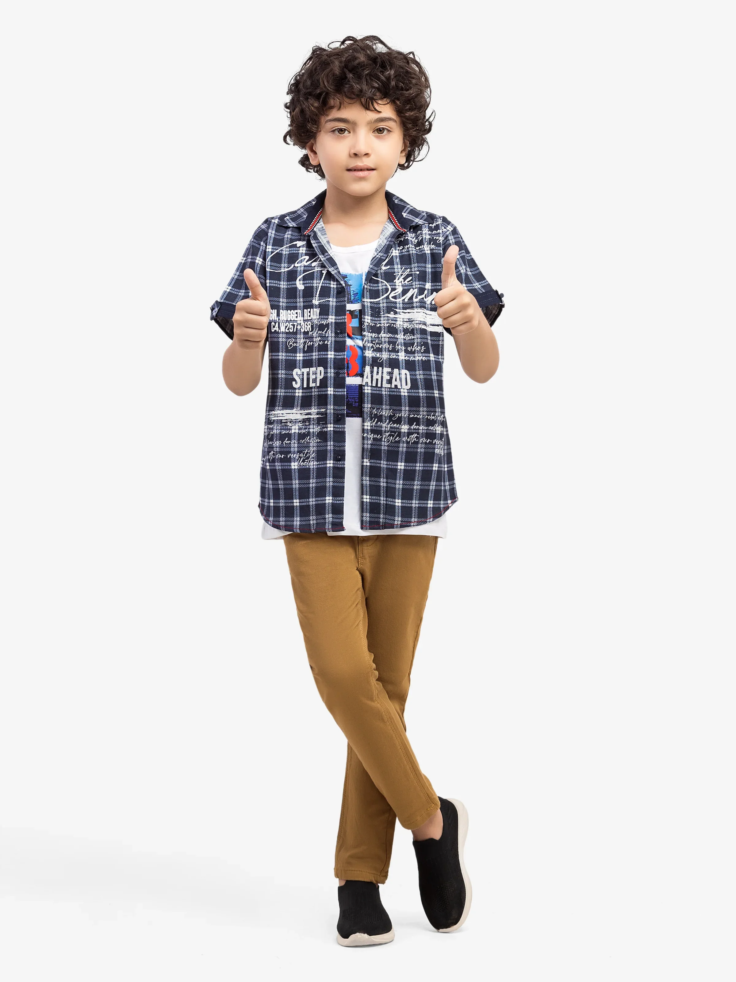 Boy's Navy & White Shirt - EBTS5-27578-2P