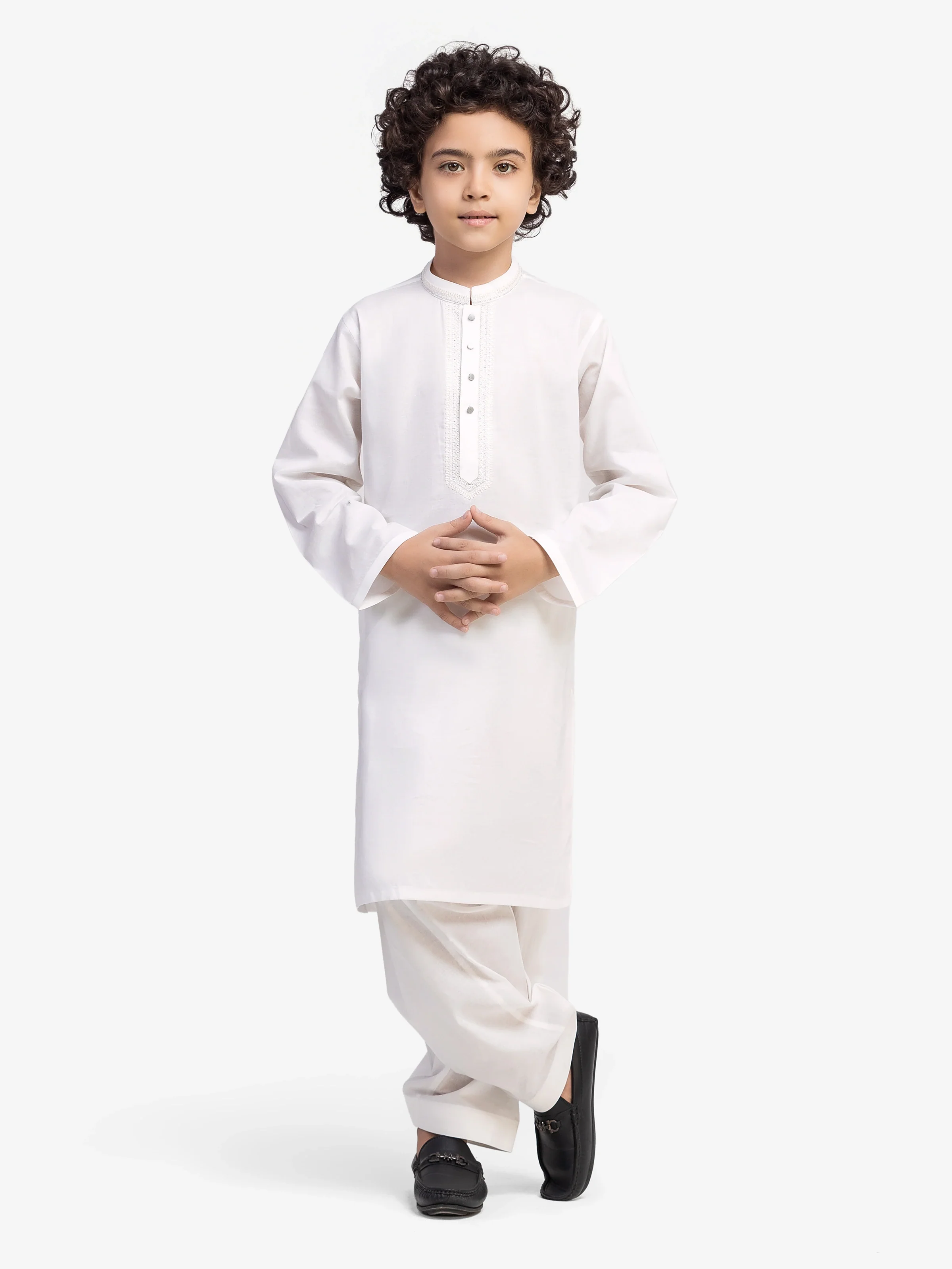 Boy's Off White Kurta Shalwar - EBTKS5-4045