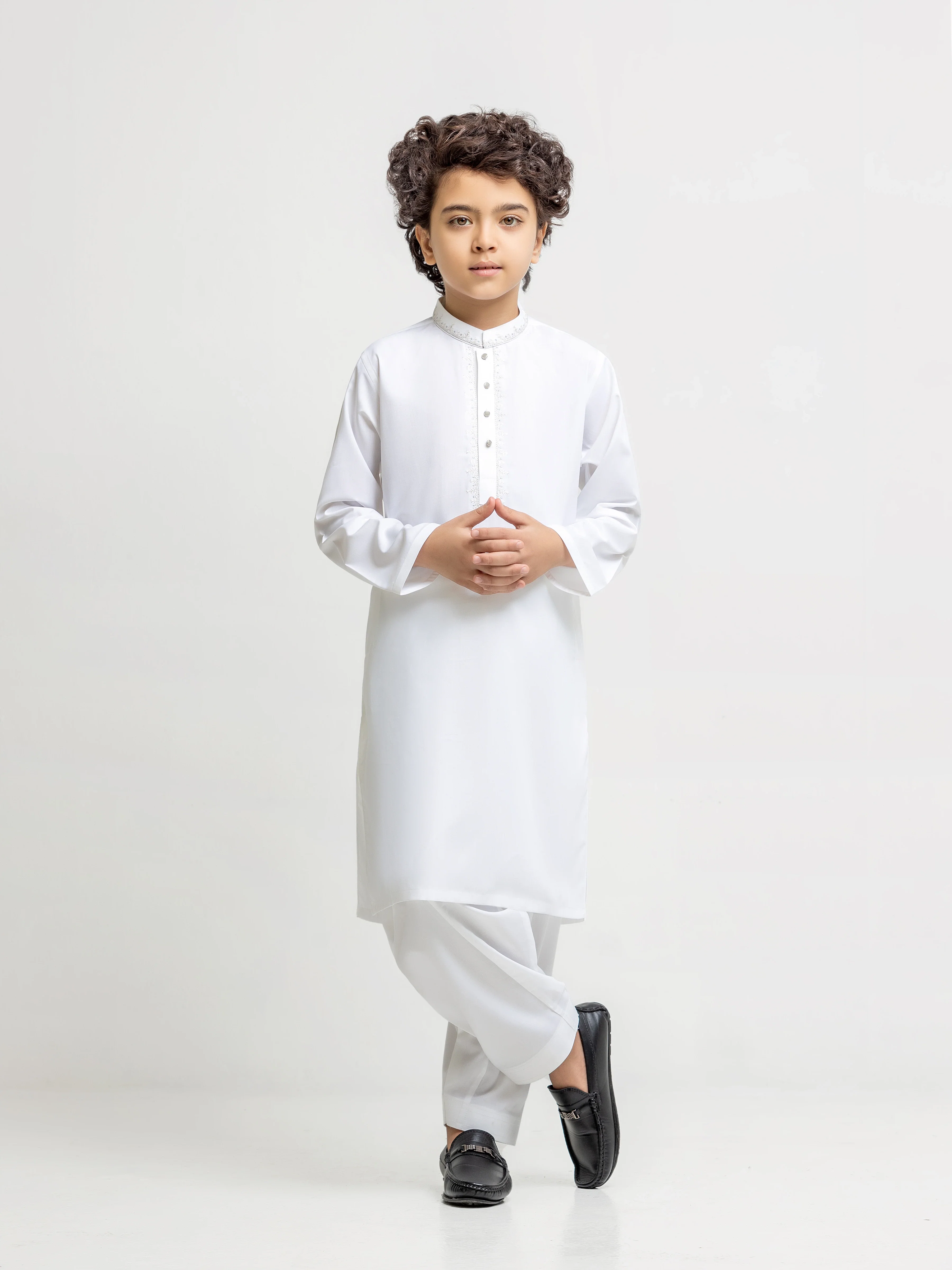 Boy's Off White Kurta Shalwar - EBTKS5-4069