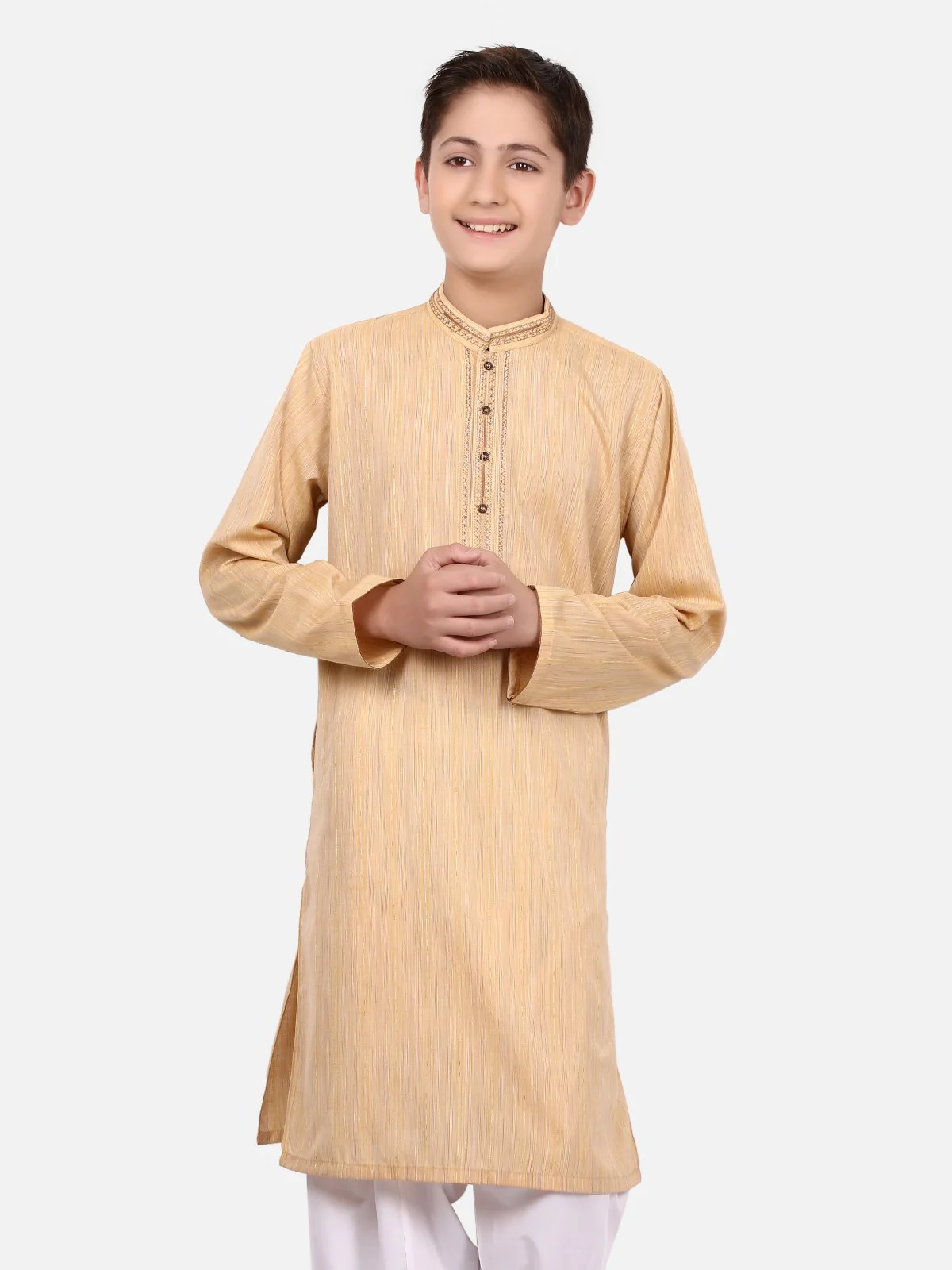Boy's Light Golden Kurta - EBTK19-3606