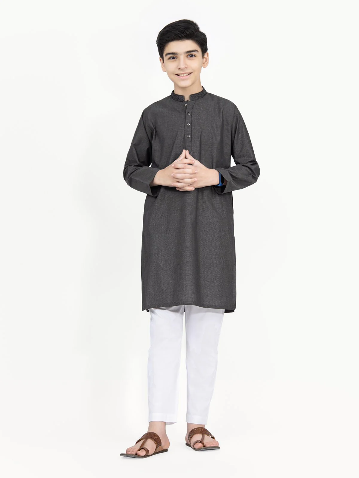 Boy's Grey Kurta - EBTK22-3788