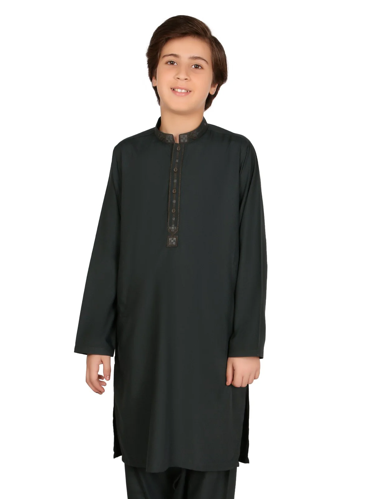 Boy's Bottle Green Kurta Shalwar - EBTKS20-3657