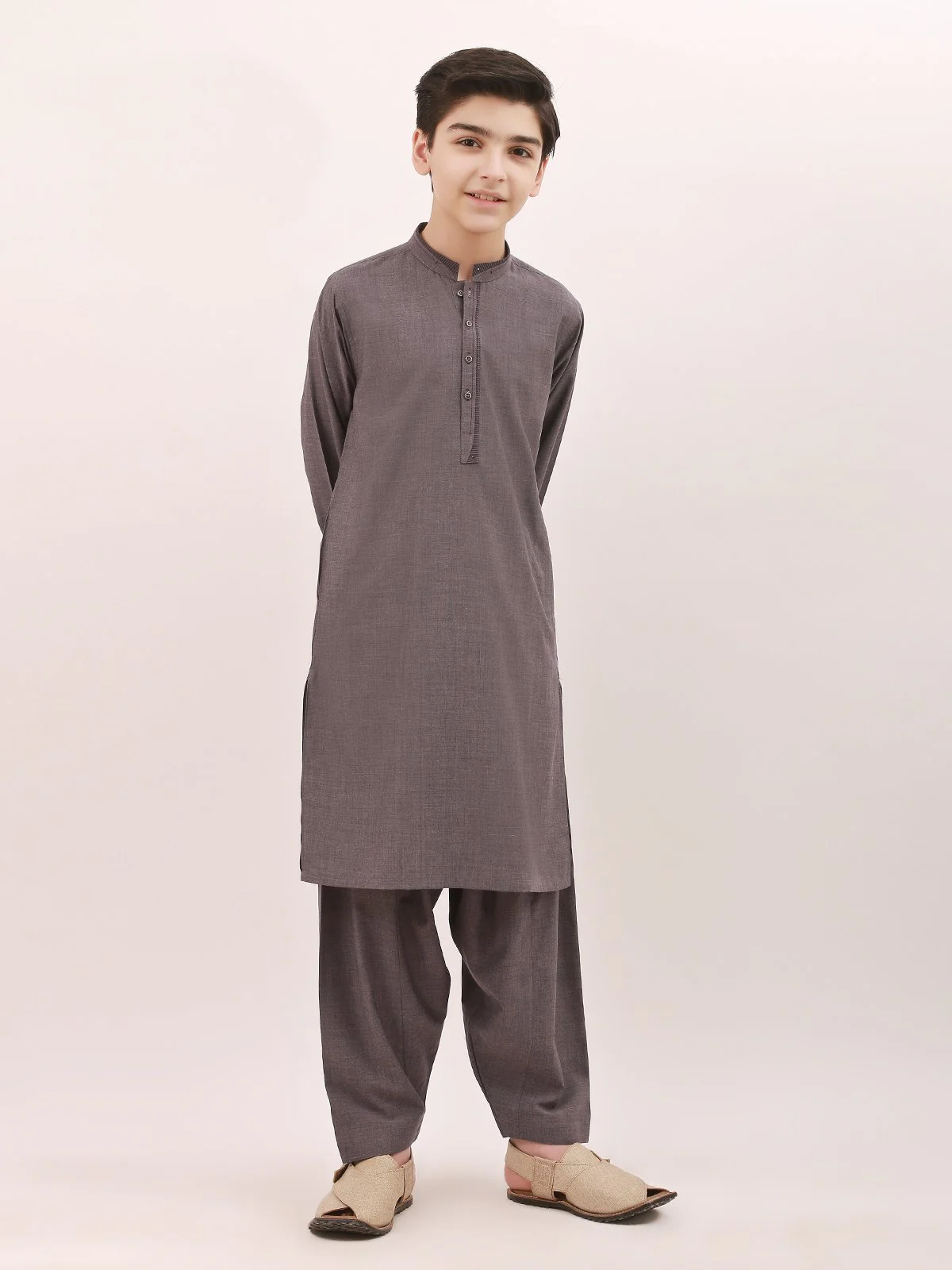 Boy's Dull Purple Kurta Shalwar - EBTKS21-3715
