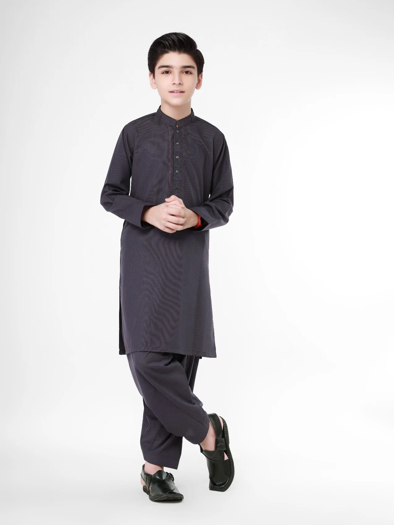 Boy's Dark Plum Kurta Shalwar - EBTKS22-3772