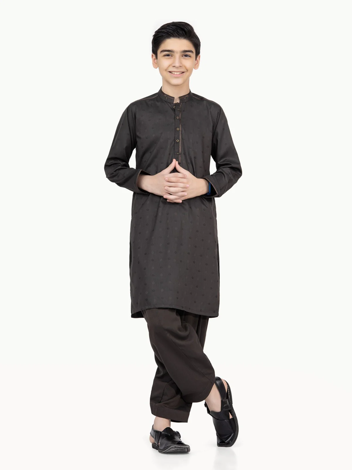 Boy's Charcoal Kurta Shalwar - EBTKS22-3785