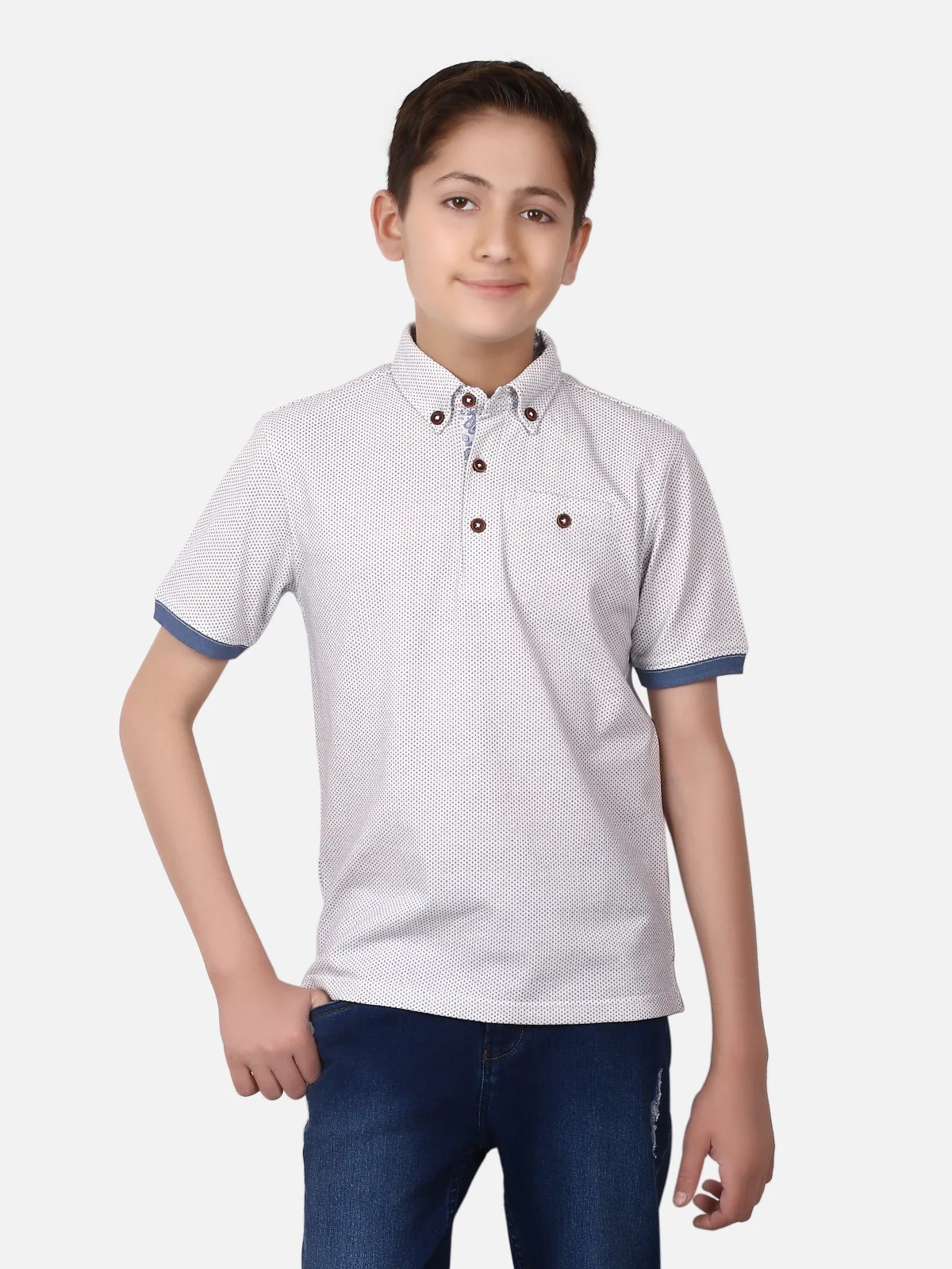 Boy's Off White Polo Shirt - EBTPS19-007