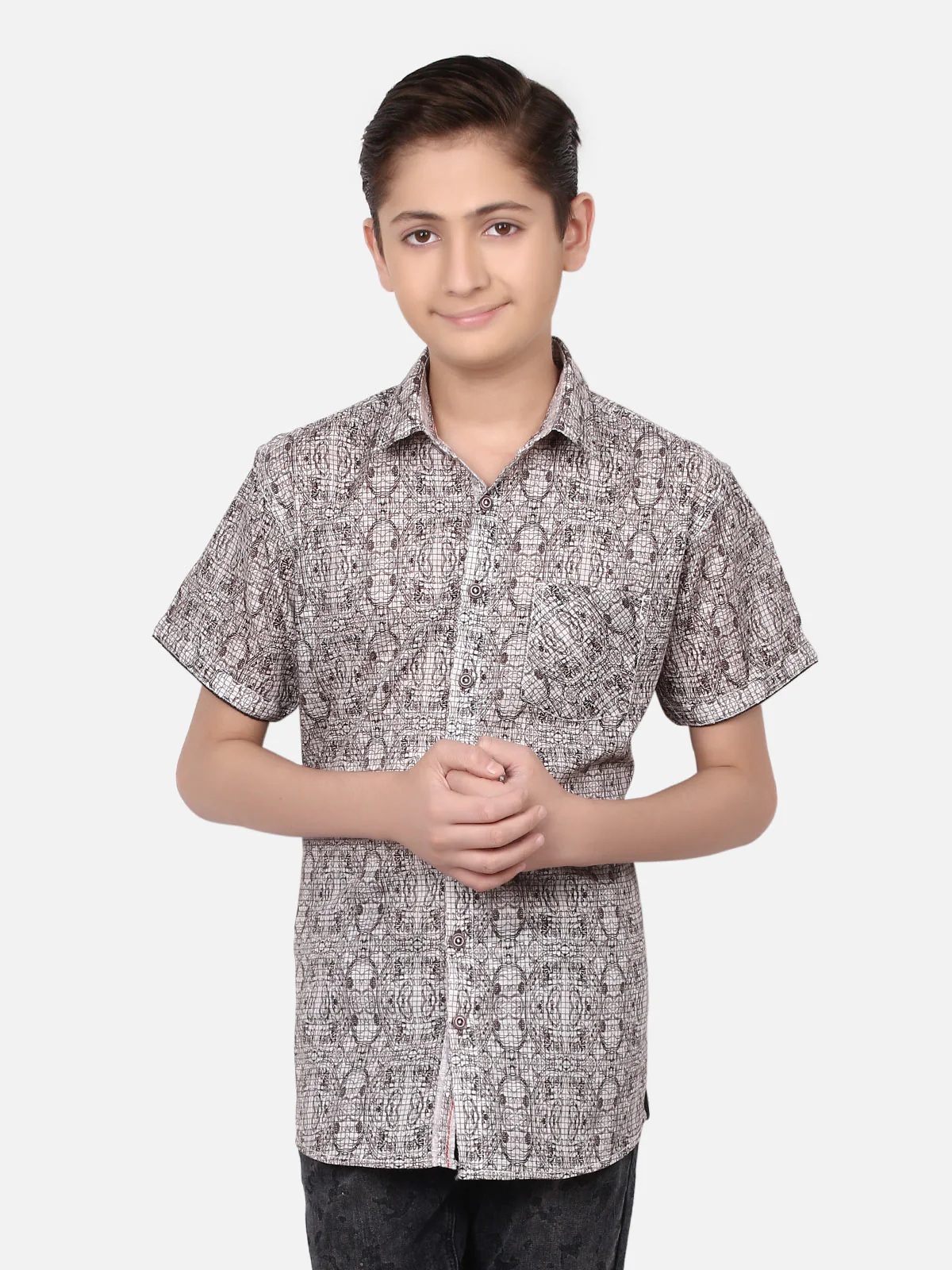 Boys Brown & White Shirt - EBTS19-27230