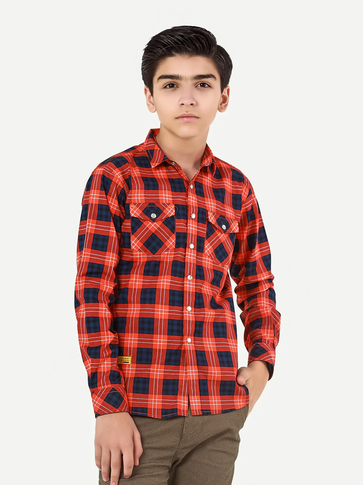 Boy's Rust & Blue Shirt - EBTS22-27398