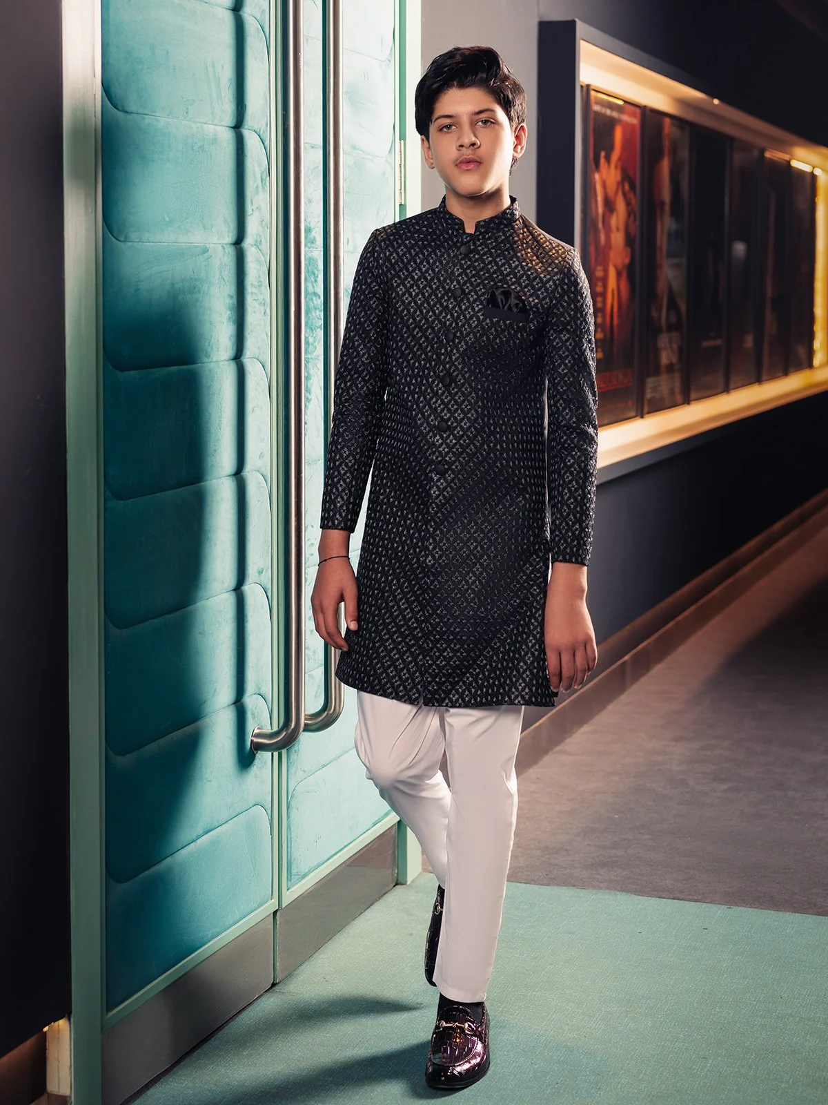 Boy's Black Sherwani - EBTS22-34017