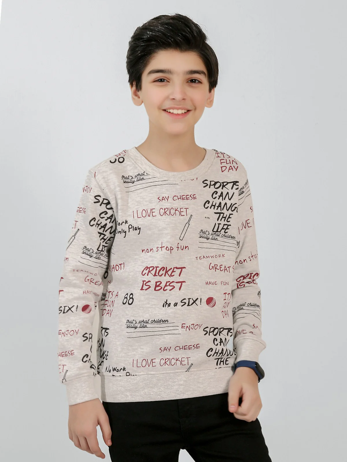 Boy's Ash White Sweatshirt - EBTSS20-001