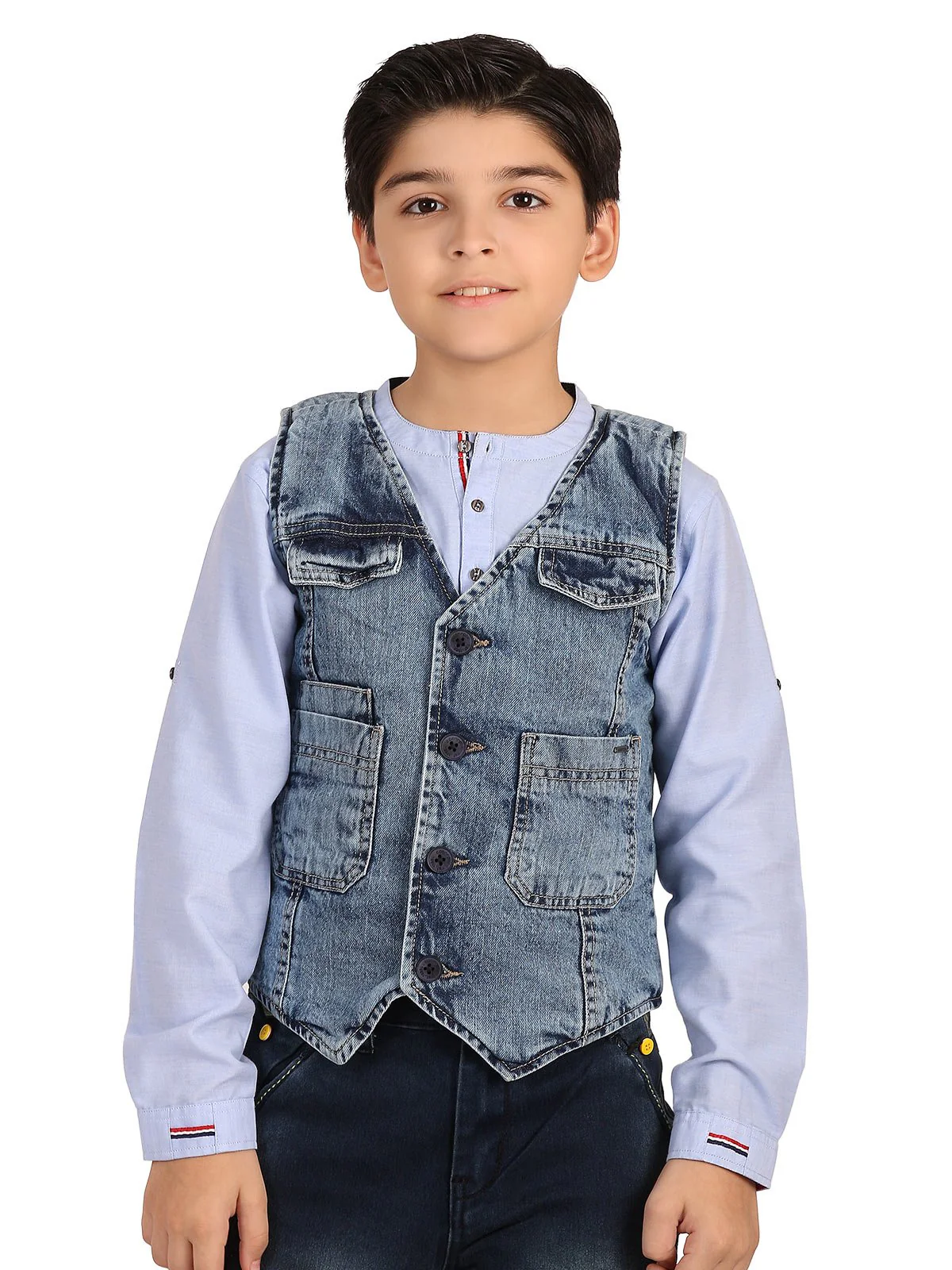 Boy's Blue Waist Coat Casual - EBTWC19-002