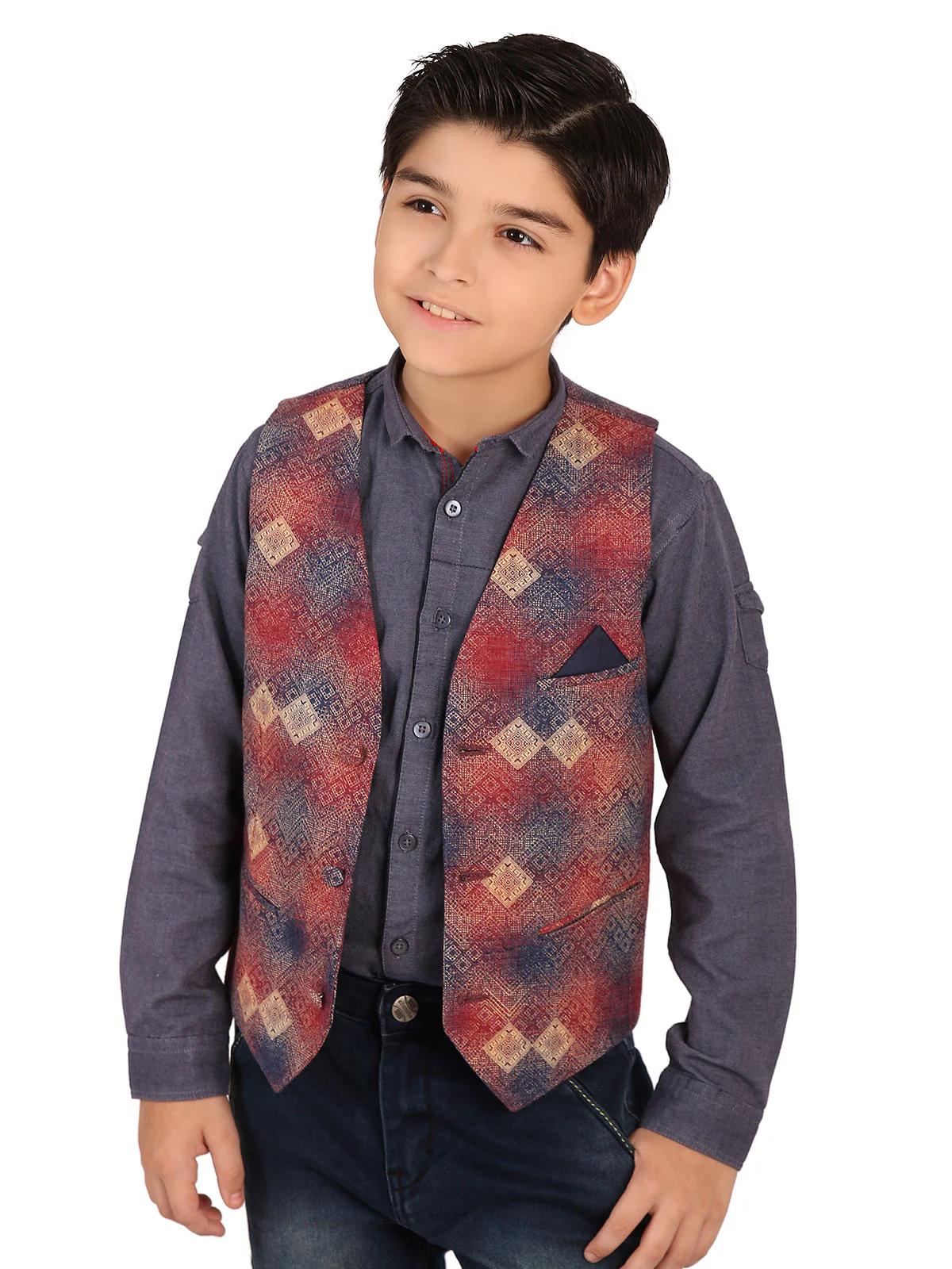 Boy's Maroon Waist Coat - EBTWC19-28024