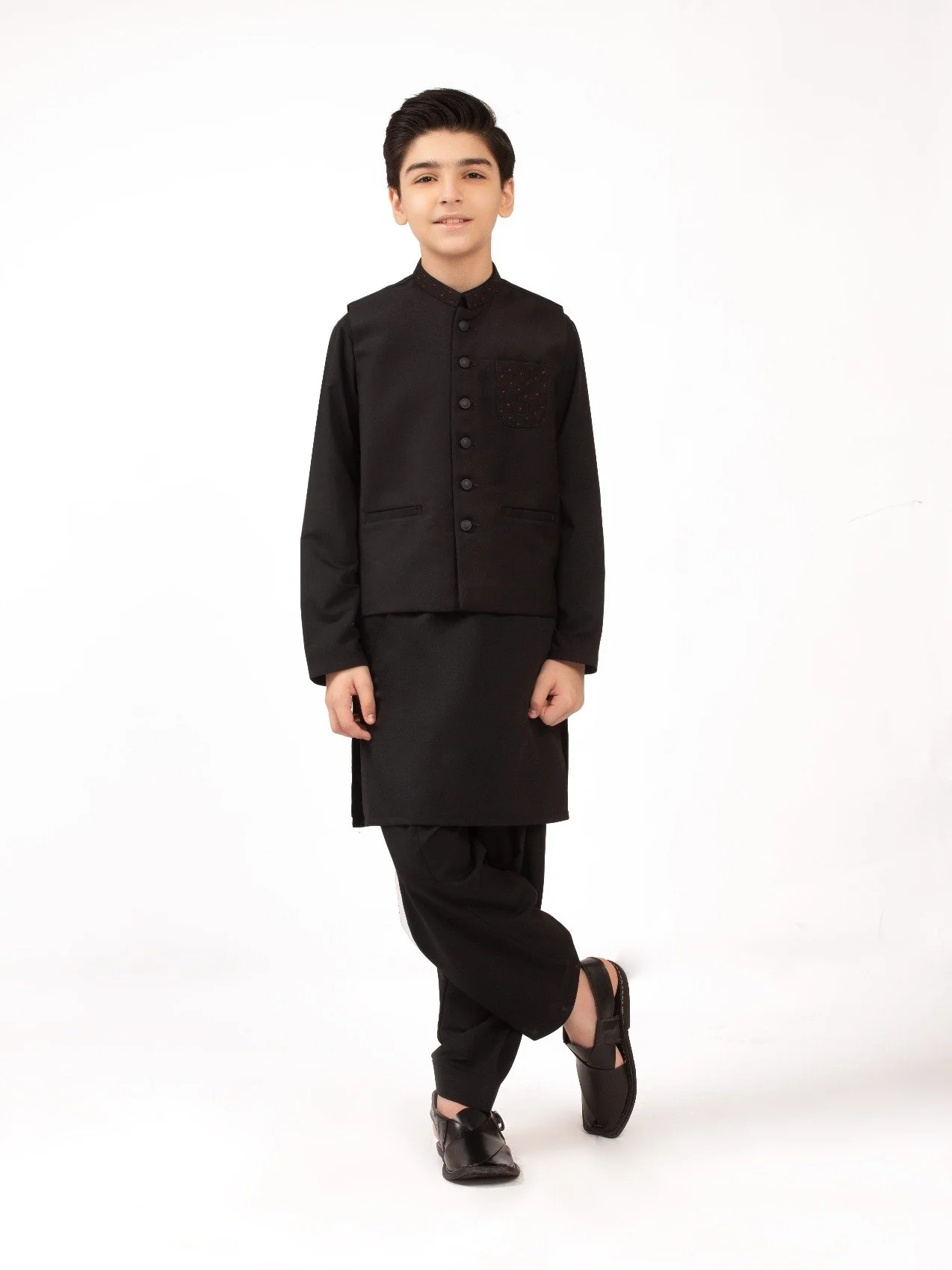 Boy's Black Waist Coat Suit - EBTWCS21-25131