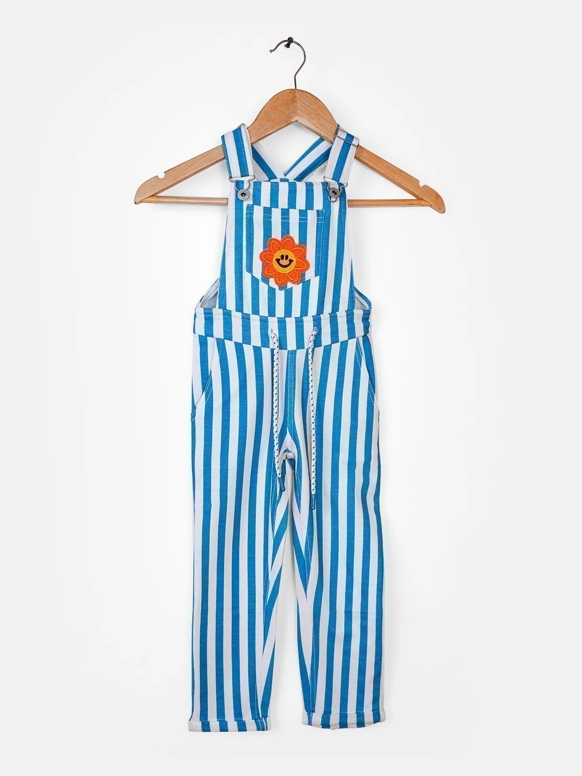 Girl's Blue & Off White Dungaree - EGTDK21-004
