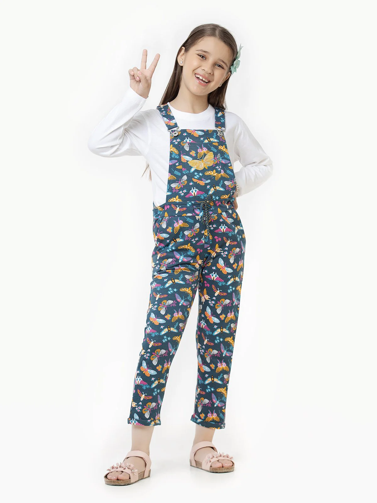 Girl's Teal Blue Dungaree - EGTDK22-008