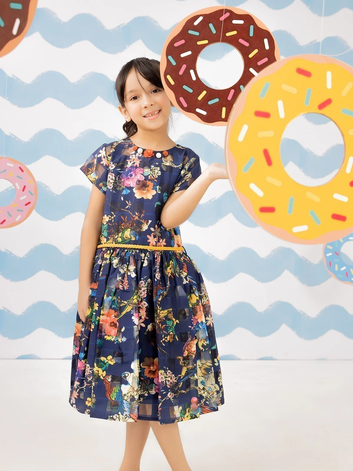 Girl's Blue Multi Frock - EGTF21S-0822