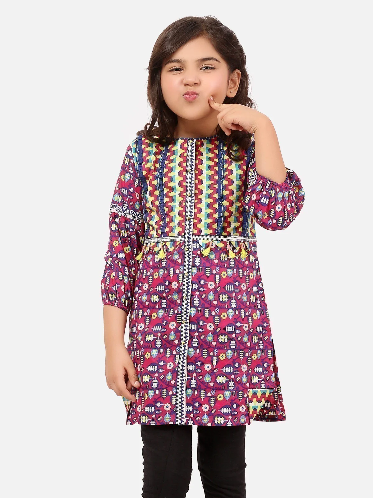 EGTKP20-70175-Girls Printed Kurti -Purple
