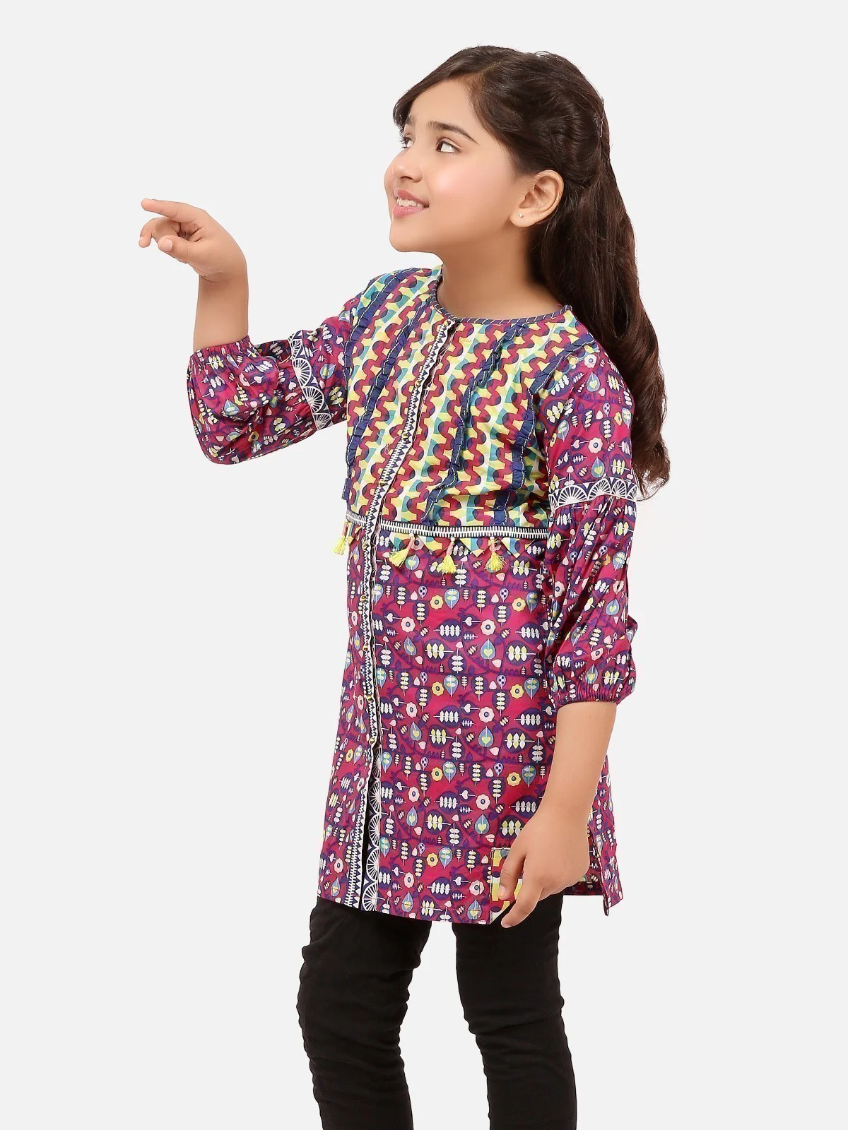 EGTKP20-70175-Girls Printed Kurti -Purple - Image 2