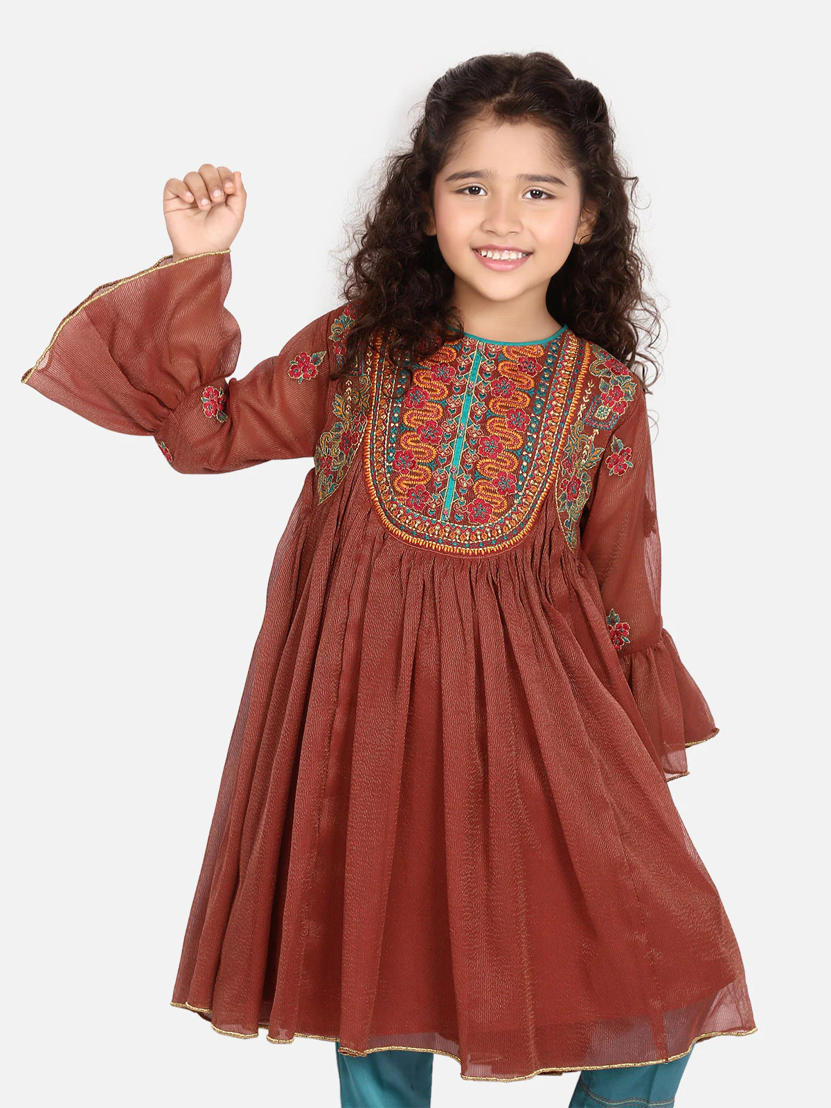 Girl's Rustic Brown Pishwas - EGTP19-22125
