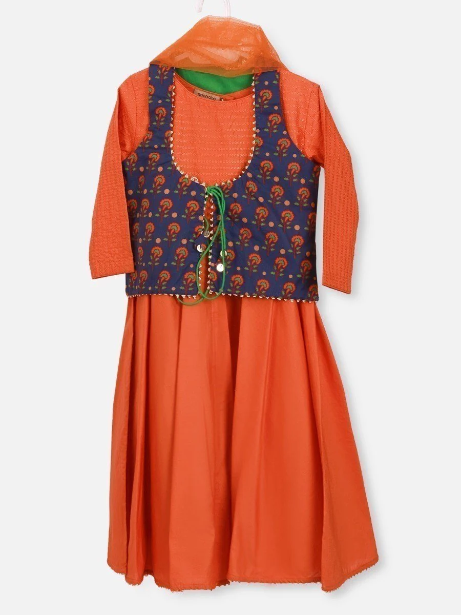 Girl's Light Rust Pishwas - EGTP20-22160