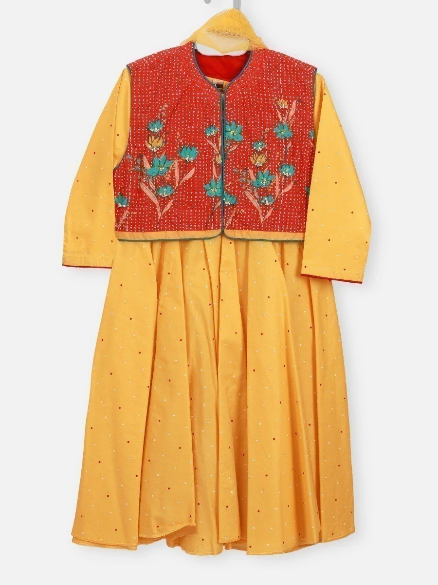 Girl's Yellow Pishwas - EGTP20-22165