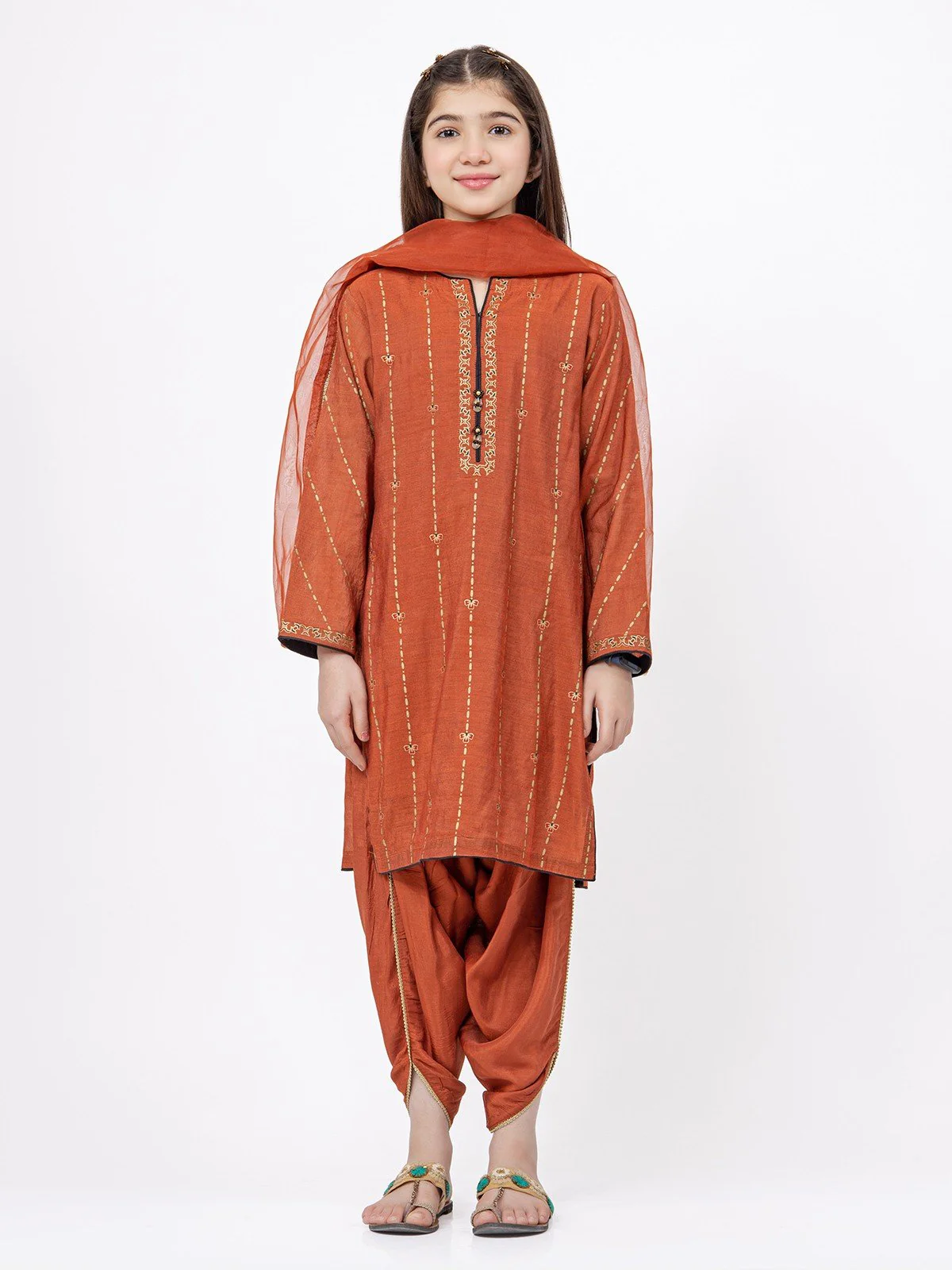 Girl's Rust Pishwas - EGTP21-22174