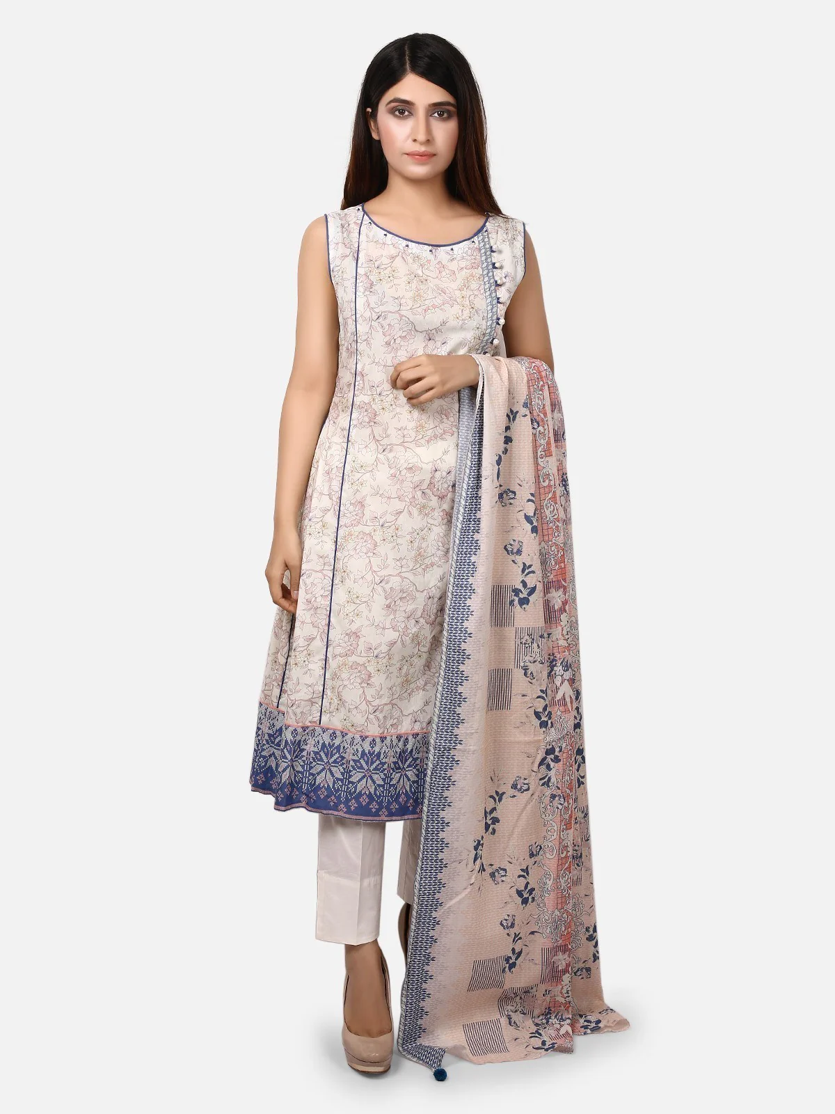 Unstitched Printed Lawn Shirt Dupatta - ELU19A1-19637