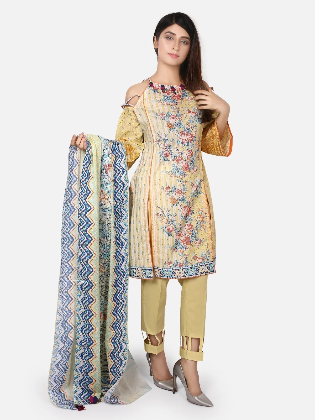 Unstitched Printed Lawn Shirt Dupatta - ELU19A1-19638