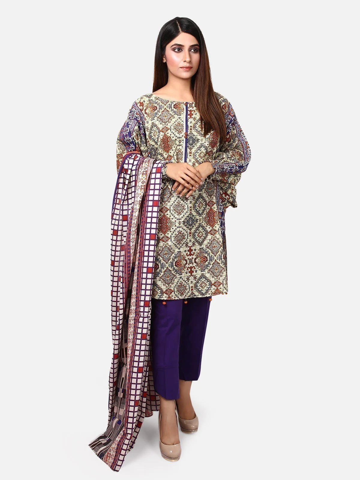 Unstitched Printed Lawn Suit - ELU19A1-19657