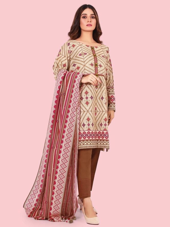Unstitched Printed Khaddar Suit - ELU19A10-19893