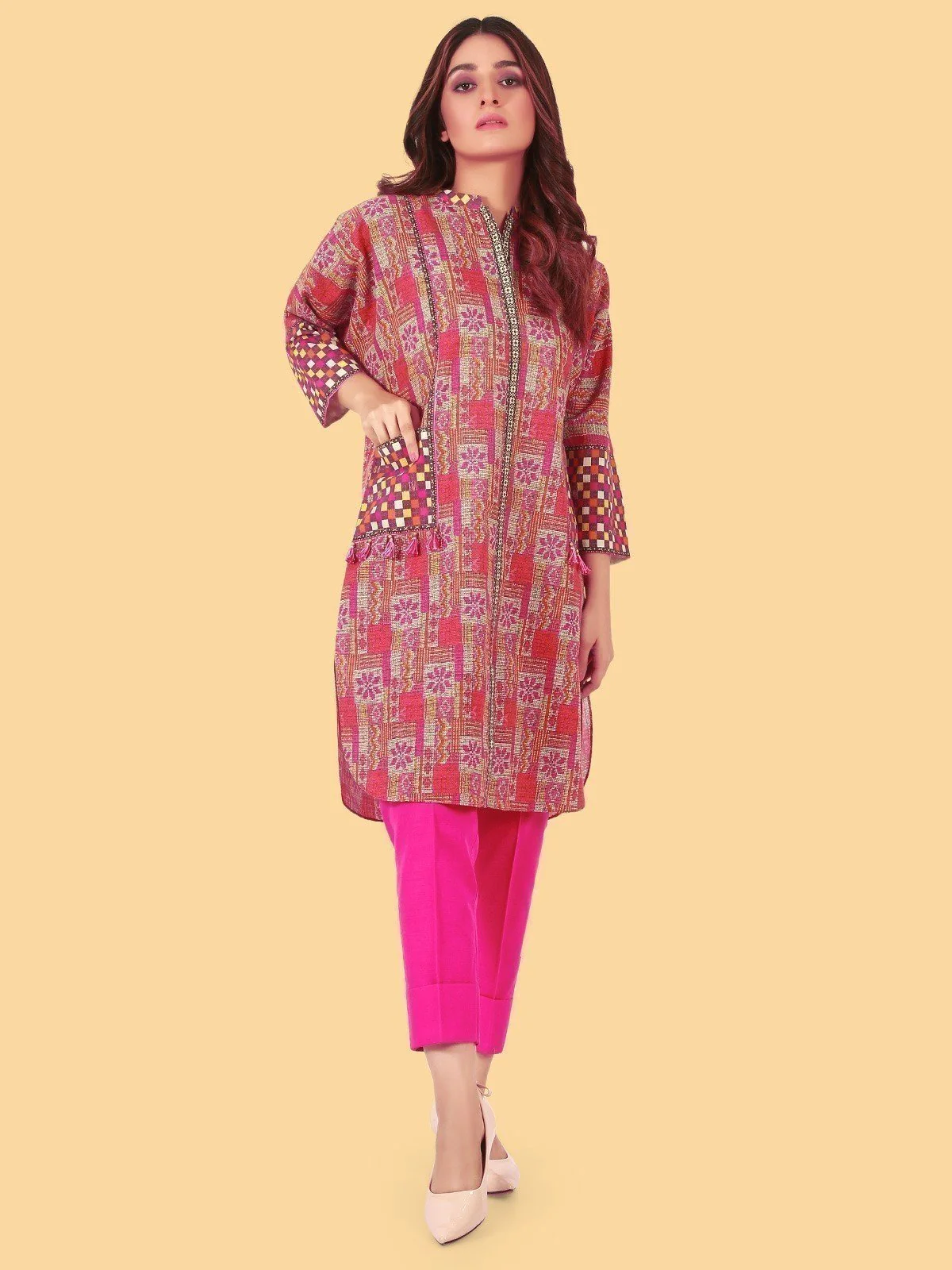 Unstitched Printed Khaddar Shirt Trouser - ELU19A10-19907