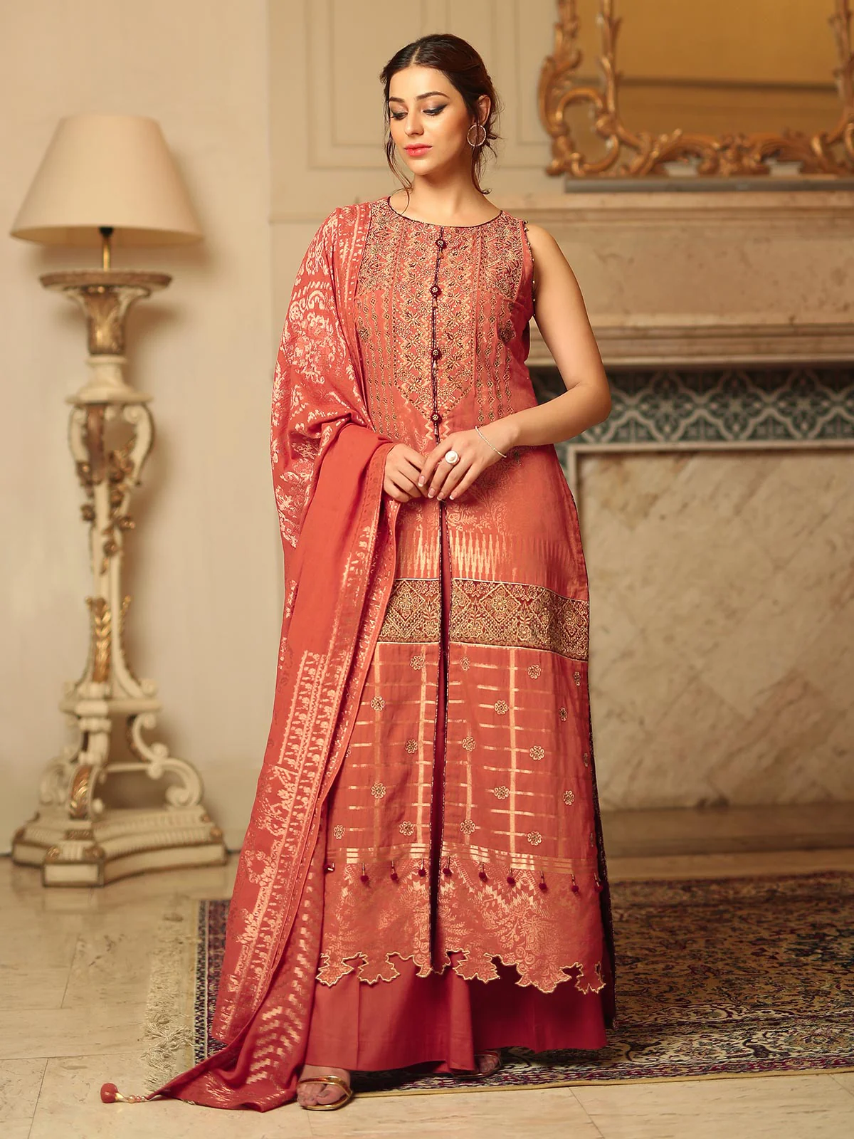 Unstitched Embroidered Cambric Suit - ELU19V5-19810