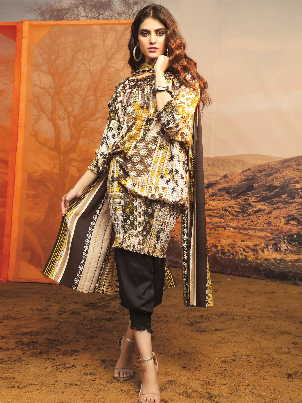Unstitched Embroidered Viscose Suit - ELU19W8-19866