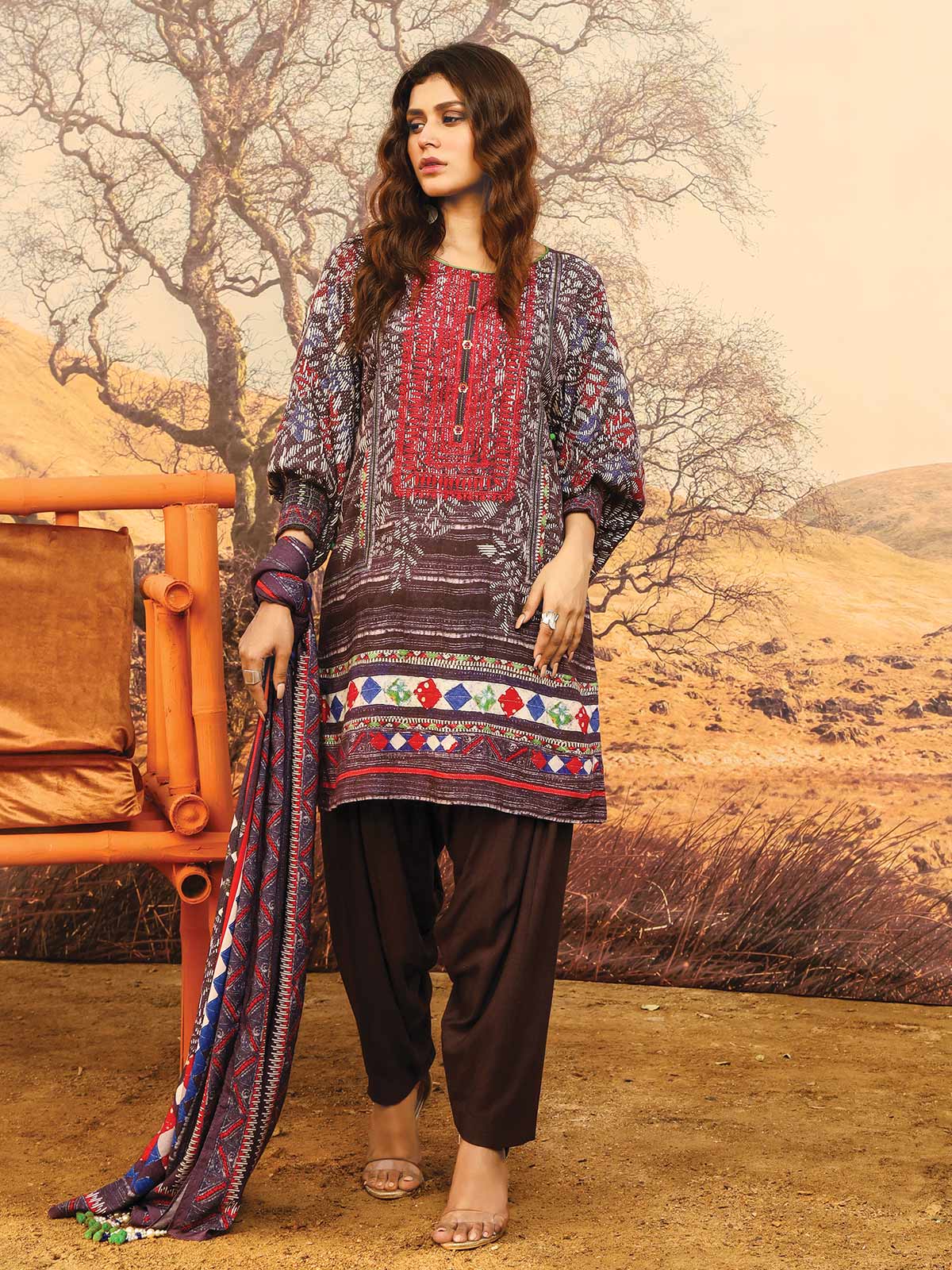 Unstitched Embroidered Viscose Suit - ELU19W8-19867
