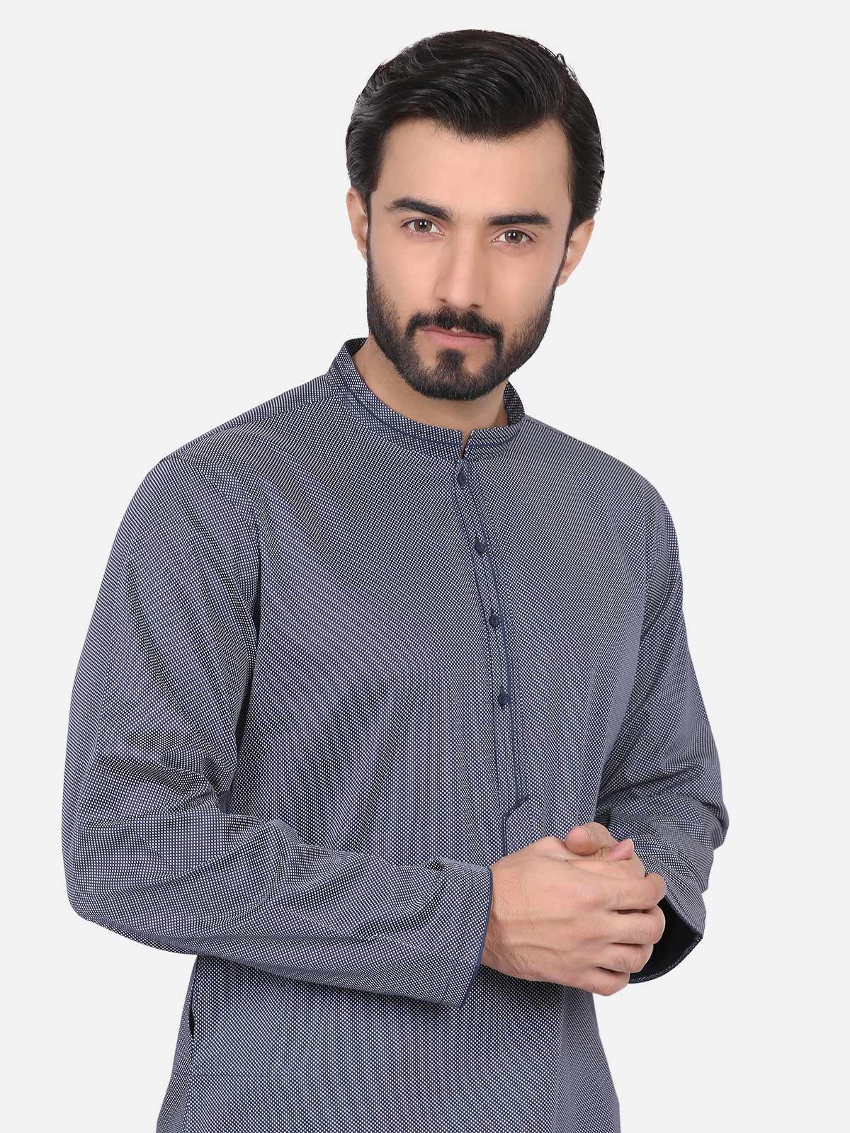 Men's Navy Blue Kurta - EMTK18S-9507 - Image 2