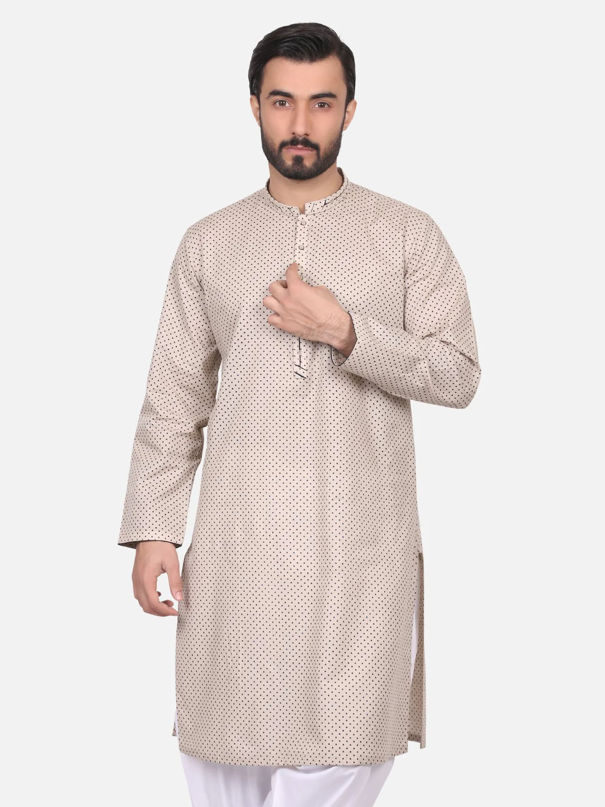 Men's Beige Kurta - EMTK18S-9574