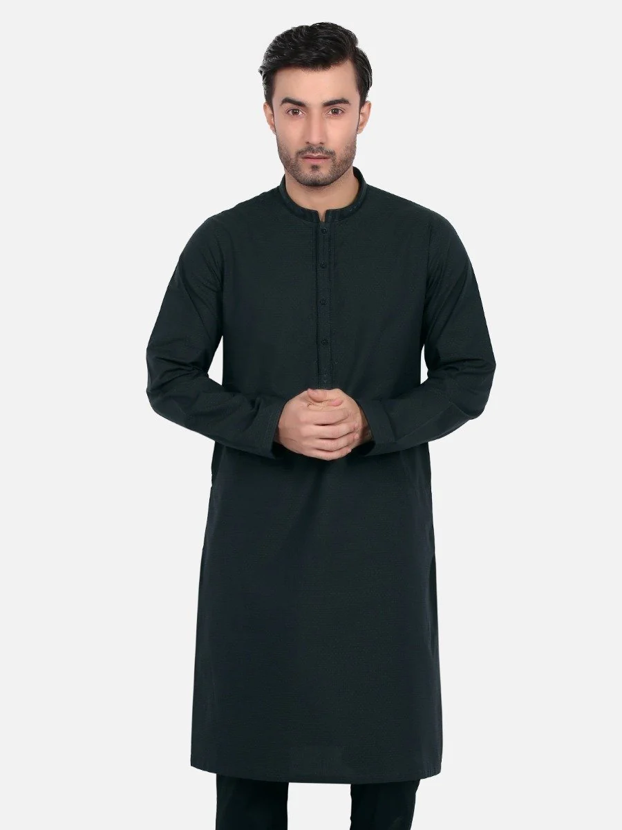 Men's Deep Green Kurta - EMTK18S-9641