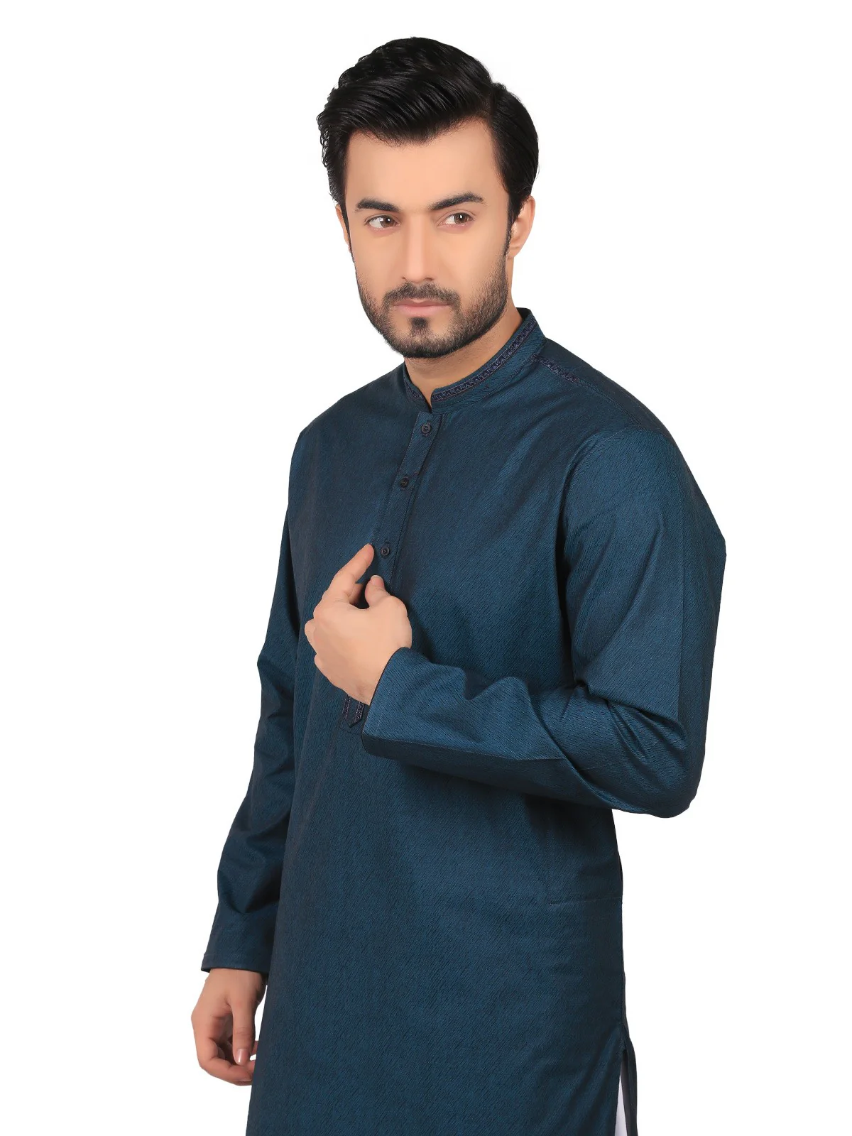 Men's Dark Teal Kurta - EMTK19S-9784 - Image 4