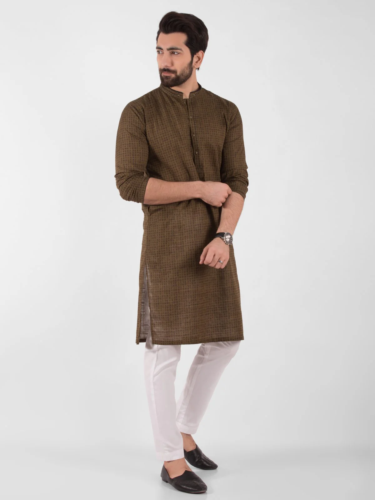 Men's Olive Kurta - EMTK20S-9831
