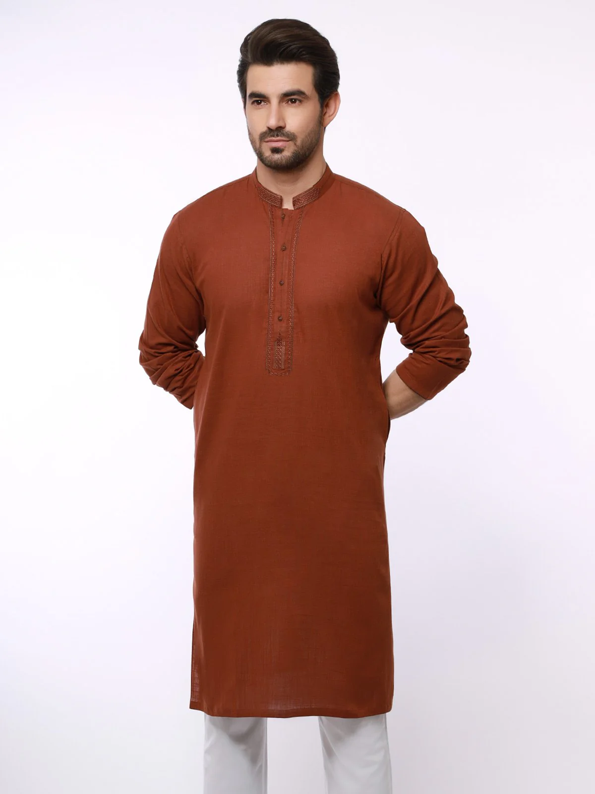 Men's Rust Kurta - EMTK21S-99044