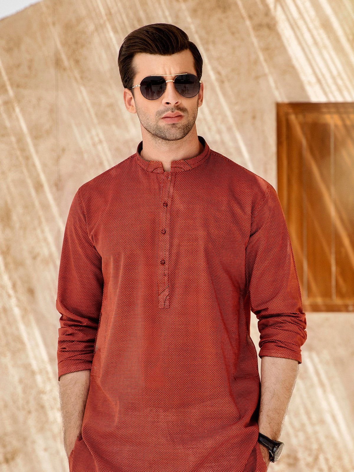 Men's Rust Kurta - EMTK21S-99057