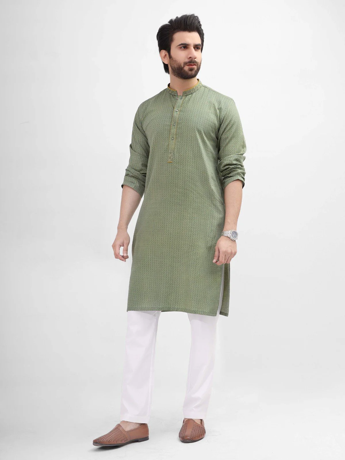 Men's Green Kurta - EMTK21S-99096